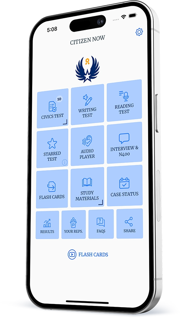 Mockup of the Citizen Now mobile app interface.