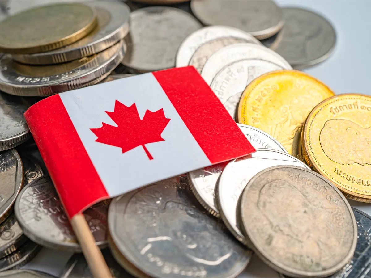 Canadian citizenship cost shown with Canadian flag and coins