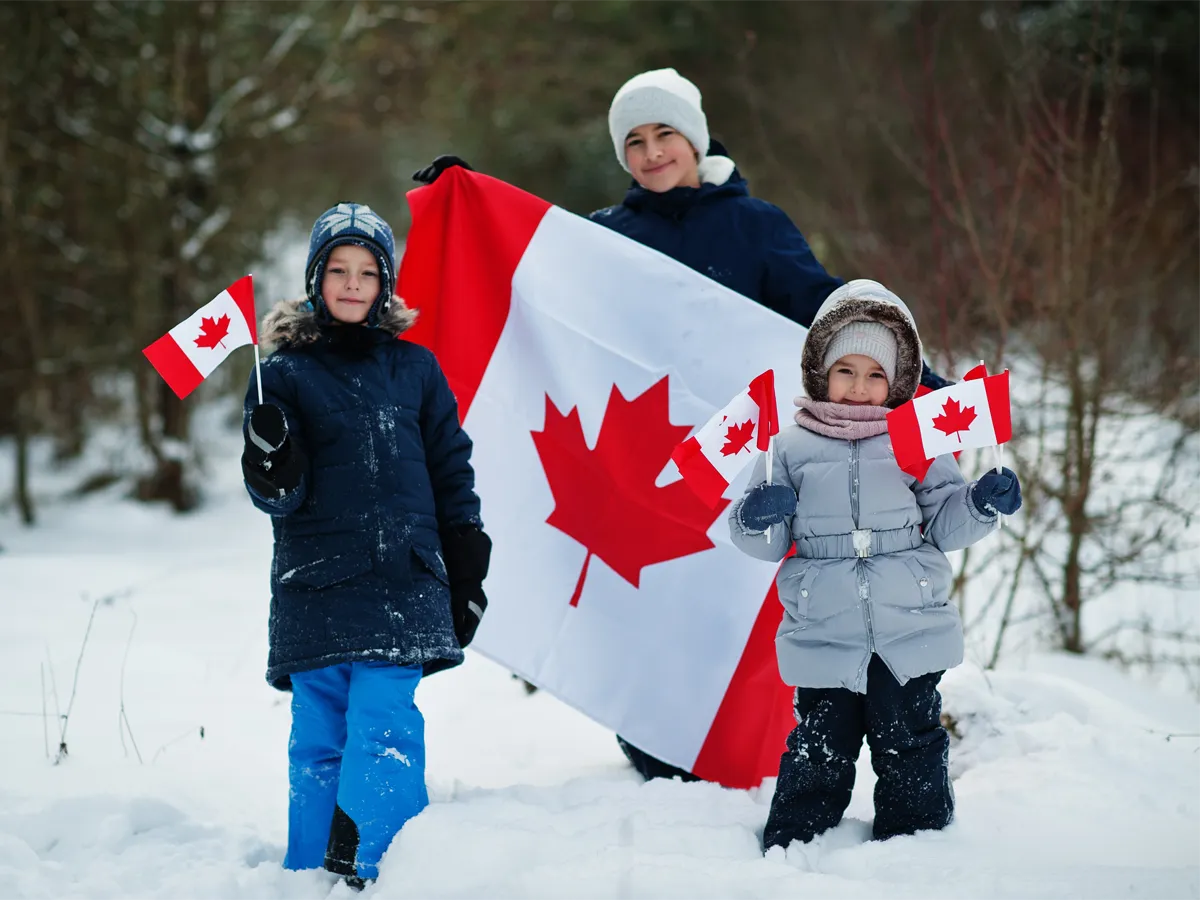 Application for Canadian citizenship for minors represented by children holding the Canadian flag